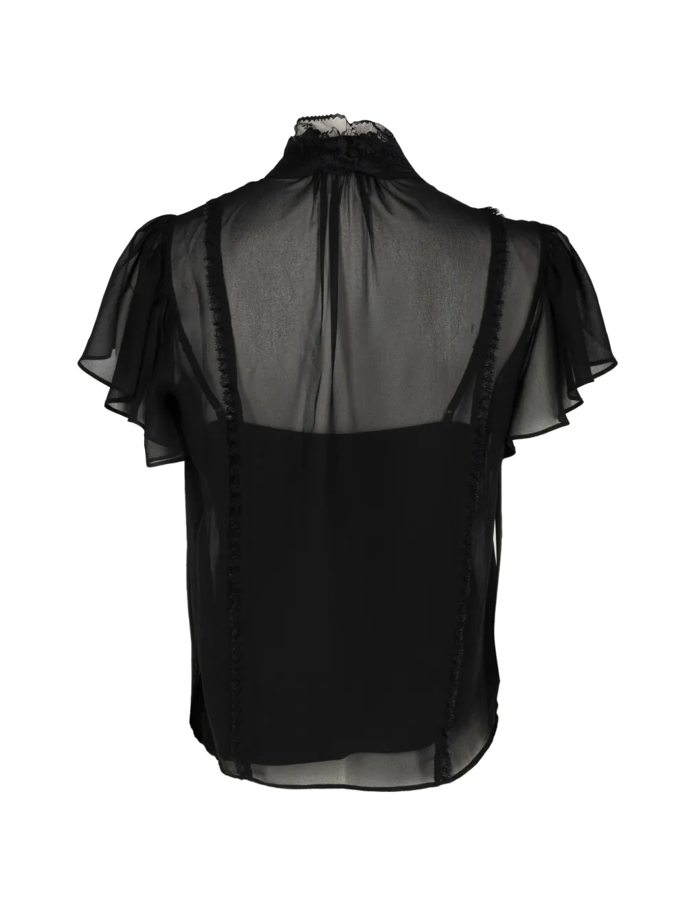 Cinq A Sept Virelle blouse met kanten afwerking en strik Zwart