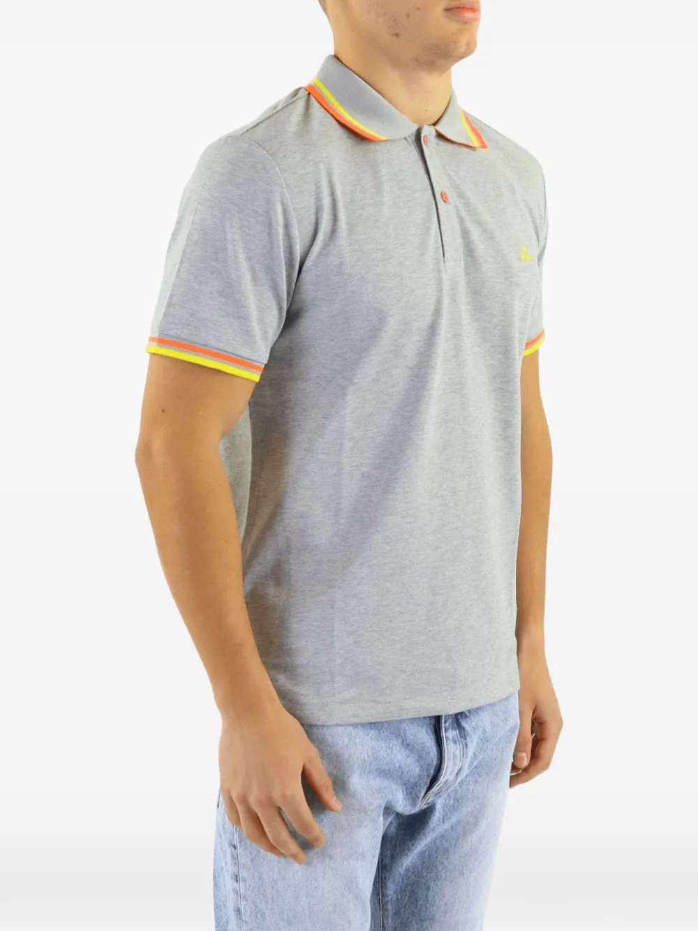 Peuterey Poloshirt met logopatch en gestreepte afwerking Grijs