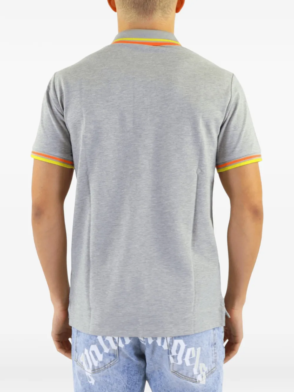 Peuterey Poloshirt met logopatch en gestreepte afwerking Grijs