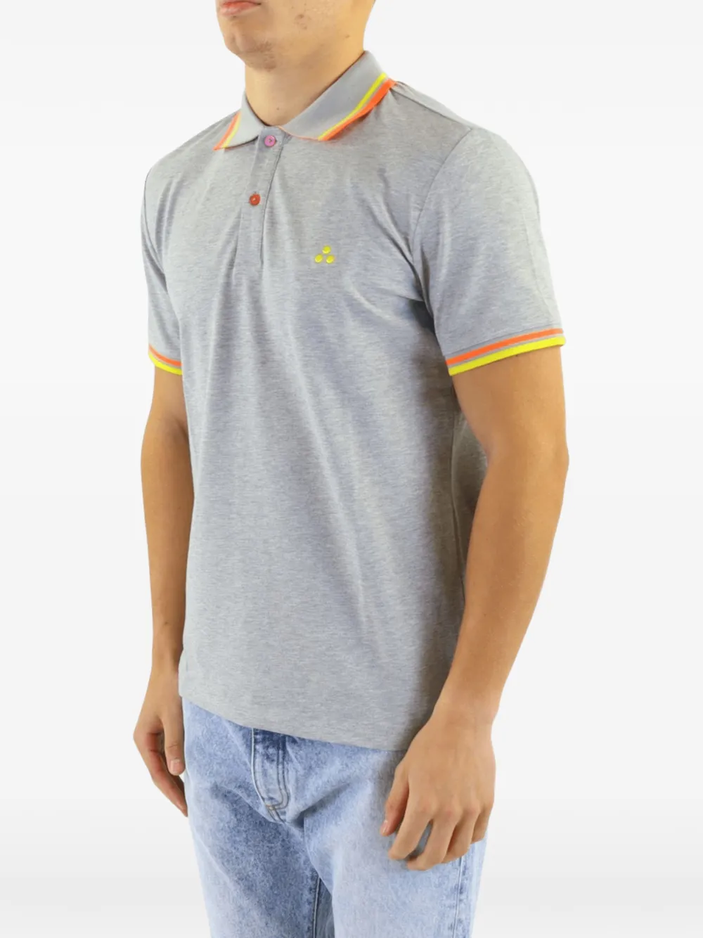 Peuterey Poloshirt met logopatch en gestreepte afwerking Grijs