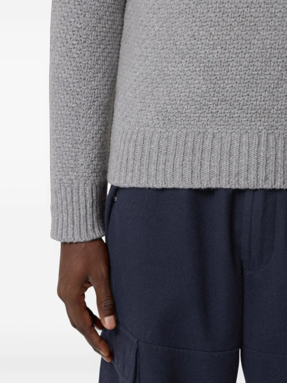 Stone Island Wafelgebreide trui met Compass-patch Grijs