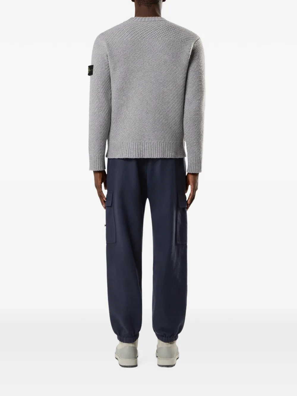 Stone Island Wafelgebreide trui met Compass-patch Grijs