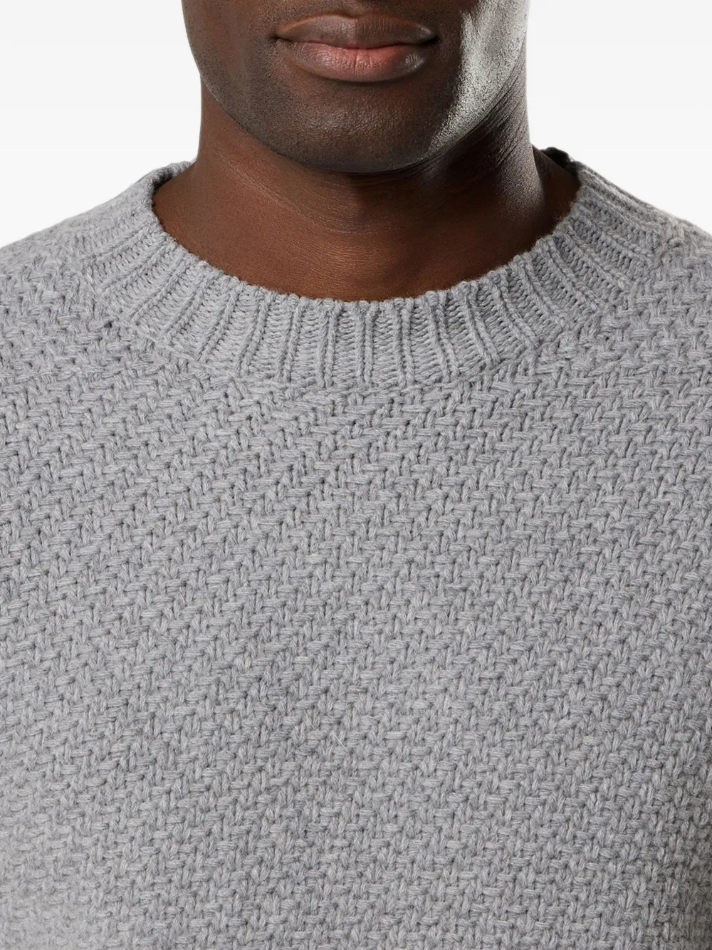 Stone Island Wafelgebreide trui met Compass-patch Grijs