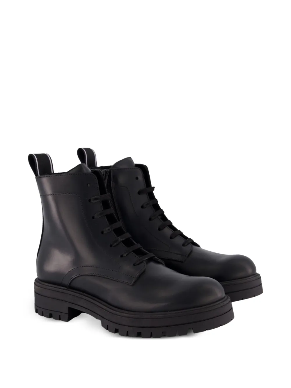 DSQUARED2 KIDS logo-tape lace-up ankle boots - Nero