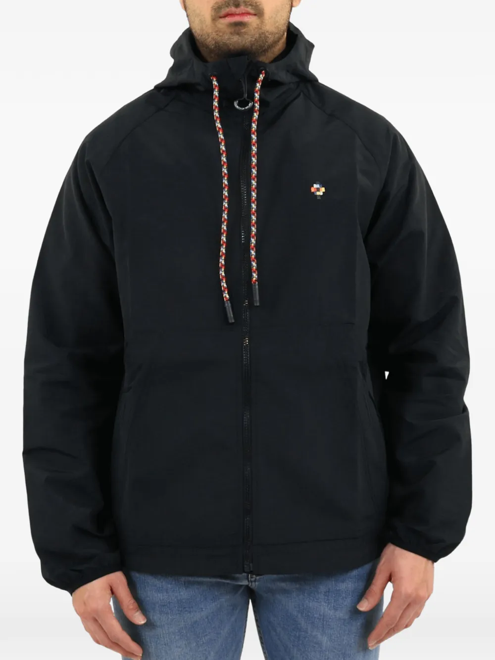 COUNTY OF MILAN Cross logo-patch windbreaker - Schwarz