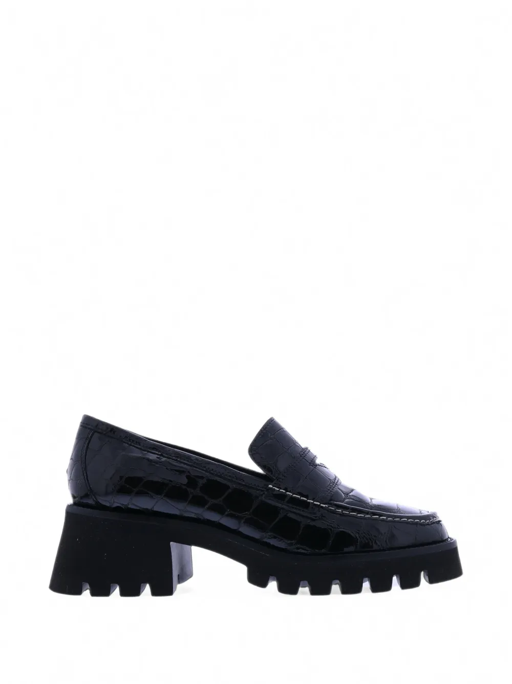 PONS QUINTANA crocodile-effect patent leather loafers - Noir