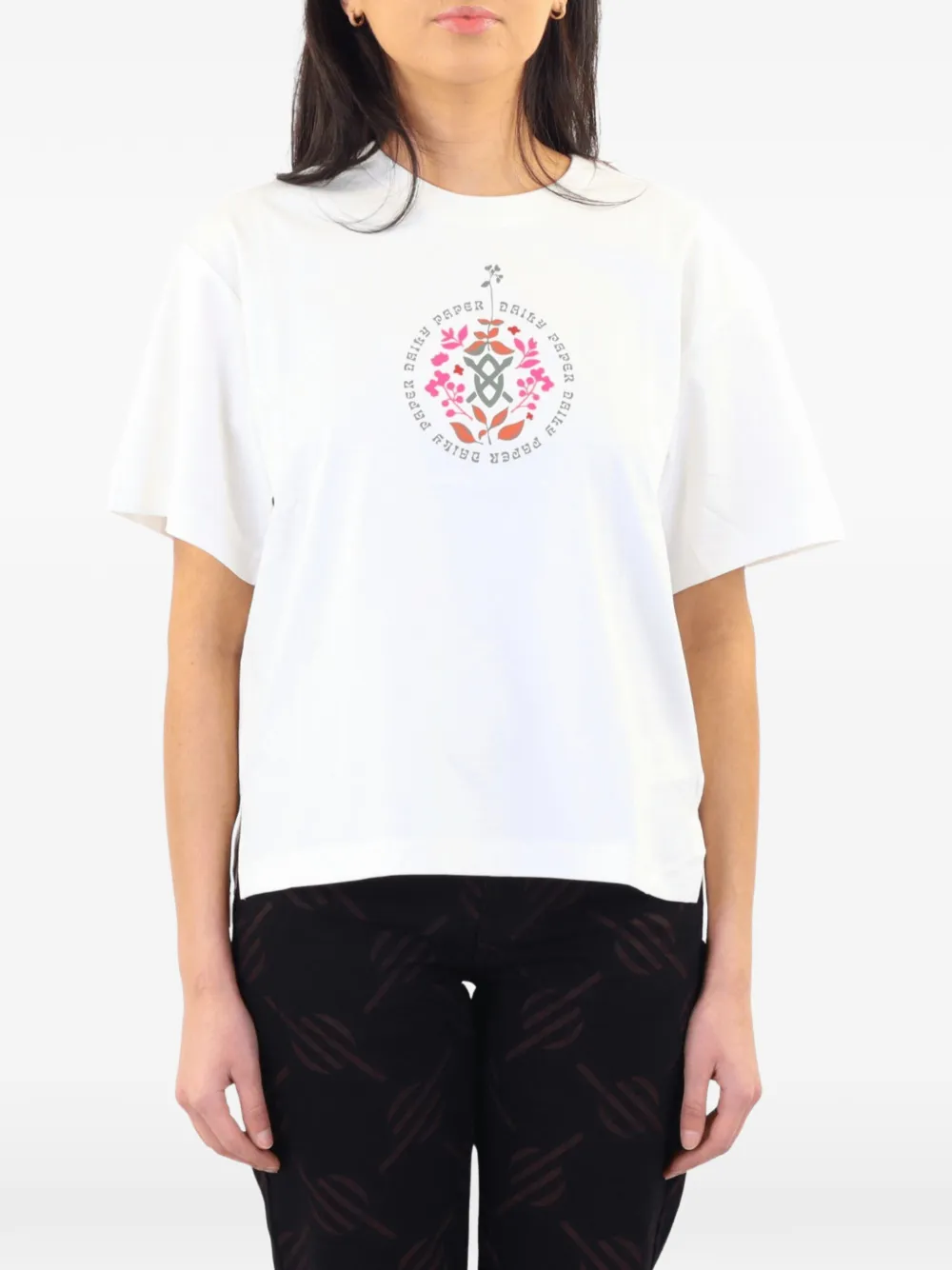 Daily Paper graphic-print side-slit T-shirt - Blanc