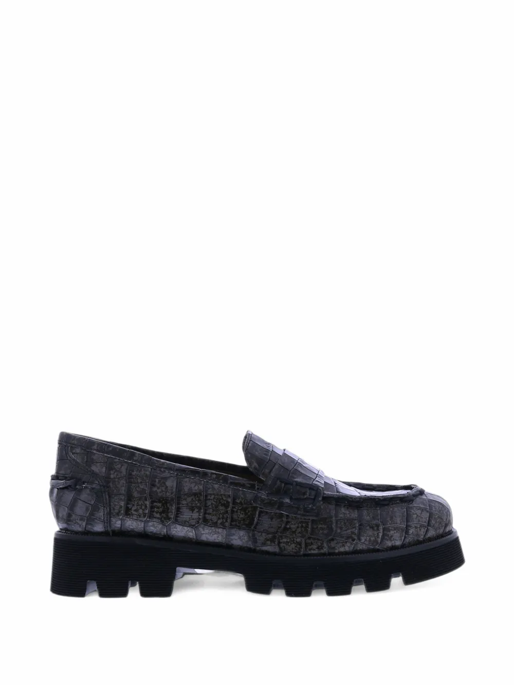 PONS QUINTANA crocodile-print leather loafers - Gris