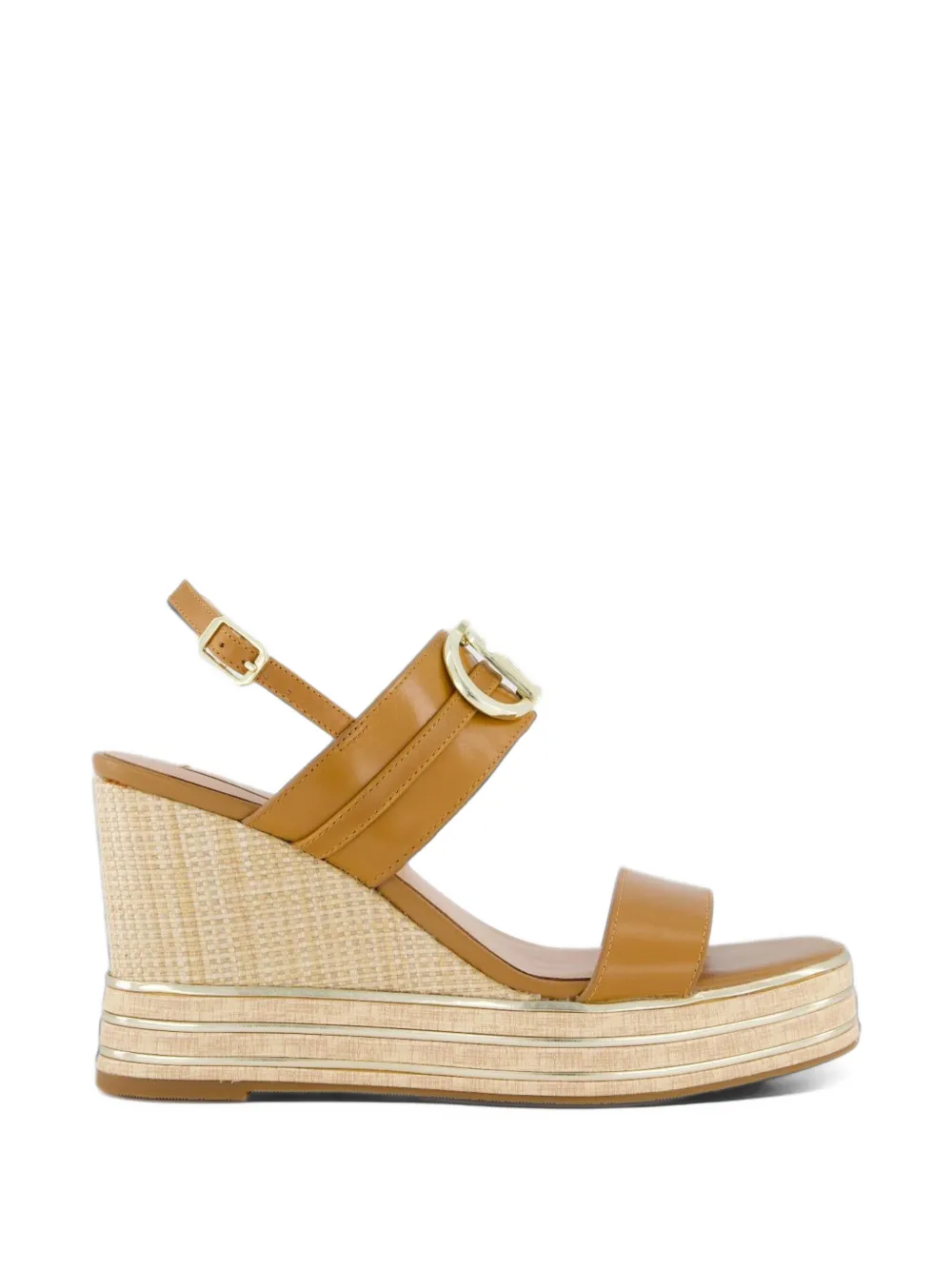 LIU JO Karen 05 logo-plaque wedge sandals - Marron LIU JO Karen 05 logo-plaque wedge sandals - Marron