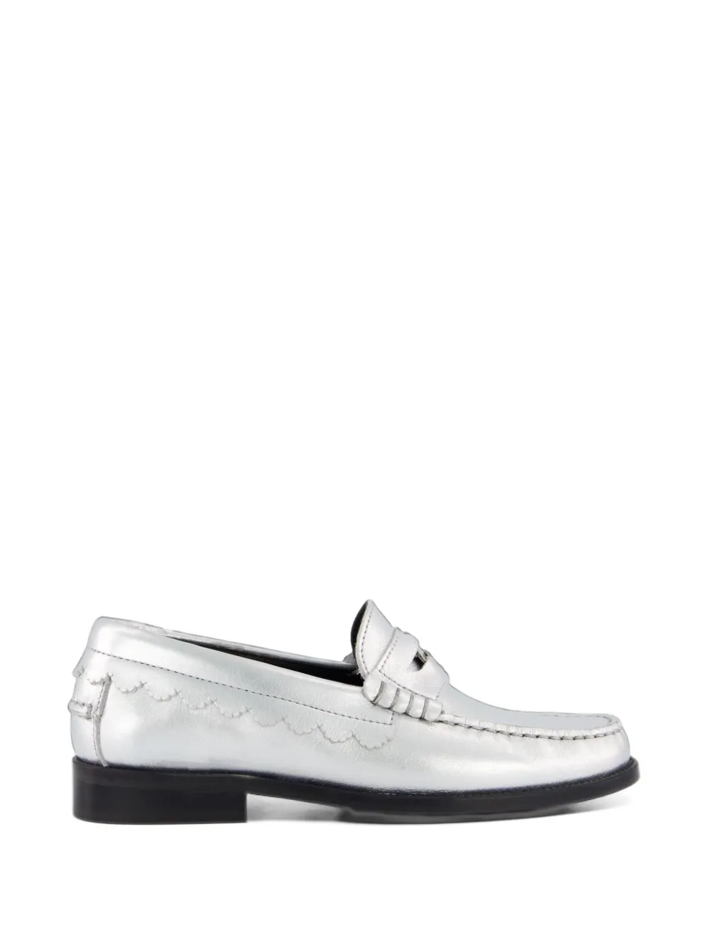 TORAL SHOES metallic scalloped-trim loafers - Argent
