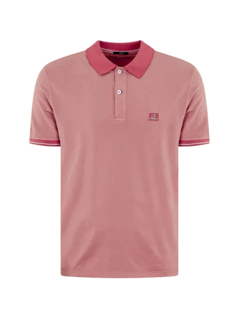 C.P. Company Camisa polo com patch de logo e acabamento listrado