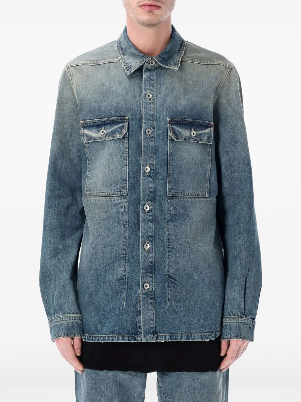 Rick Owens faded-effect denim shirt jacket