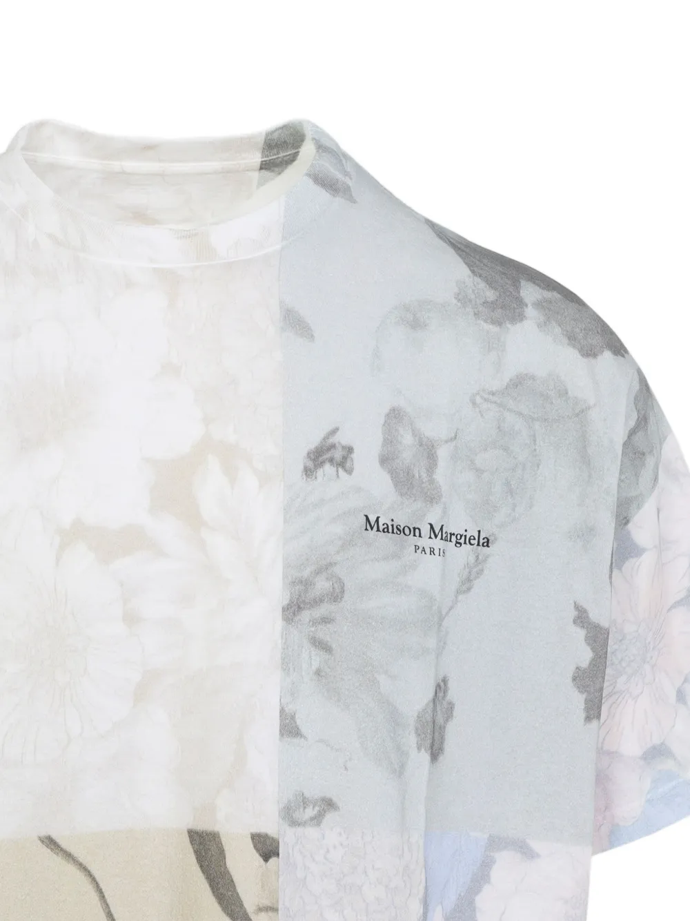 Maison Margiela T-shirt met patchwork en bloemenprint Beige