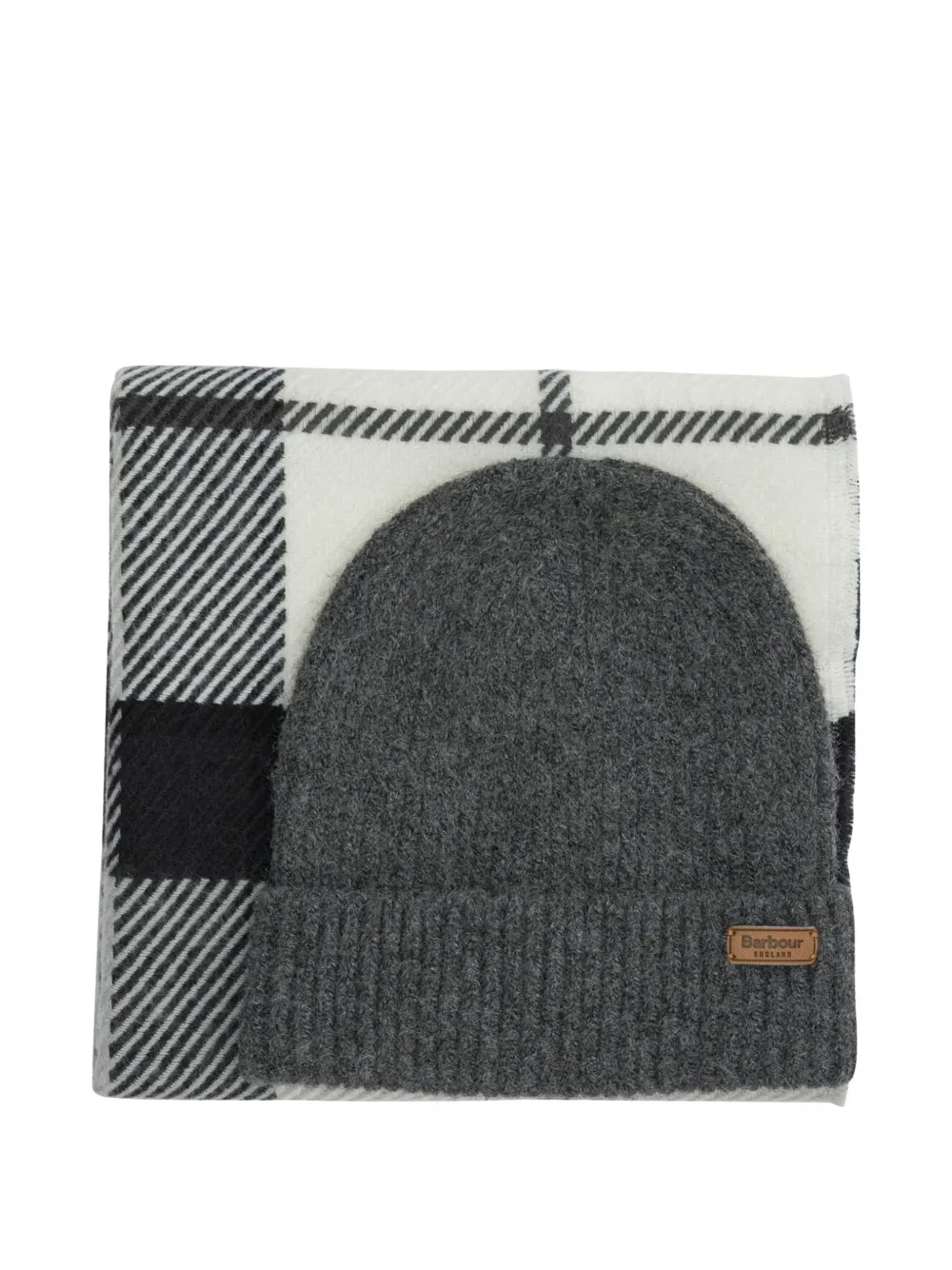 Barbour Pendle and Blair checked beanie hat and scarf set