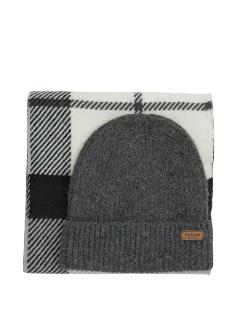Barbour Pendle and Blair checked beanie hat and scarf set