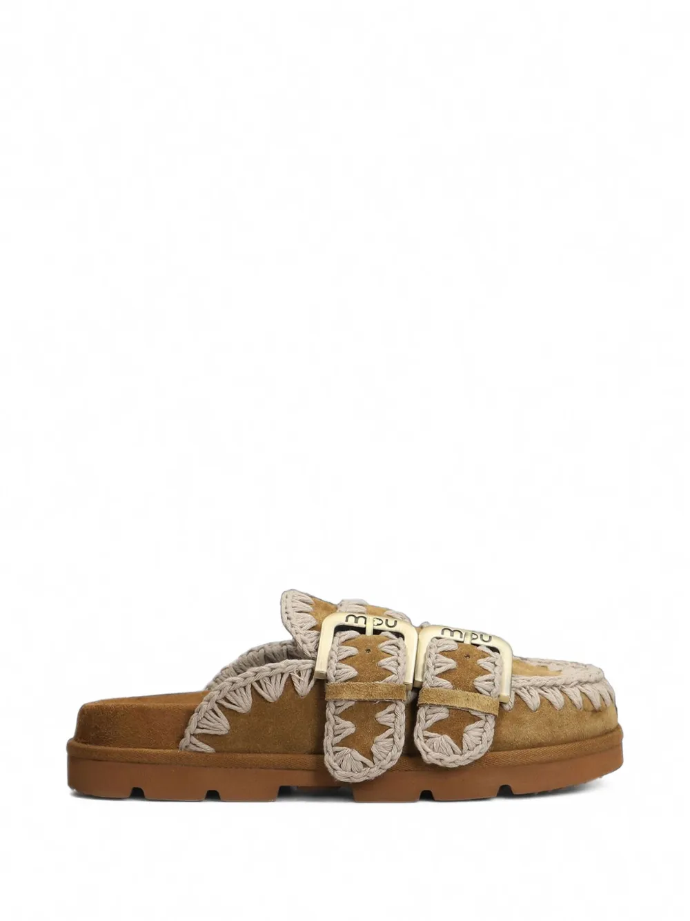 Mou crochet-trim buckled sandals