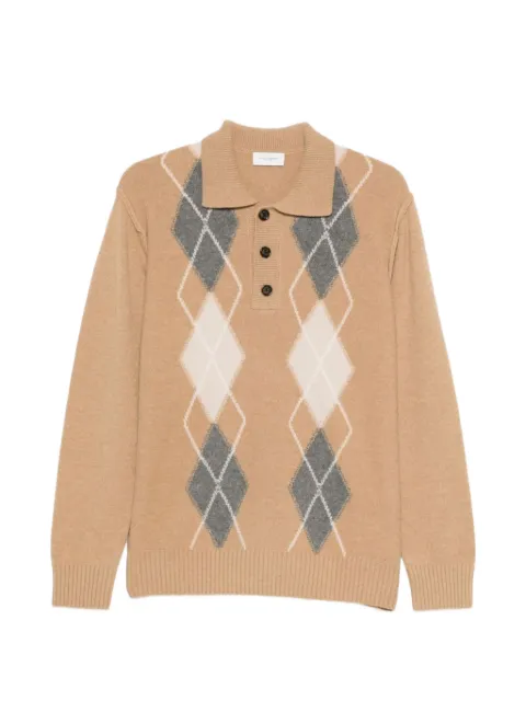 Paolo Pecora polo-sweater i jomfruuld med argyle-intarsia