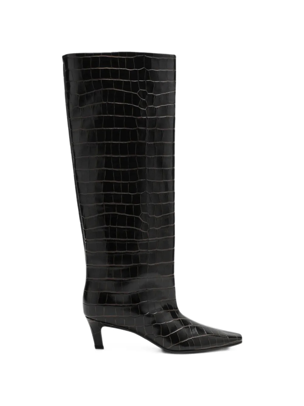 TOTEME croco-embossed wide shaft boots dark brown