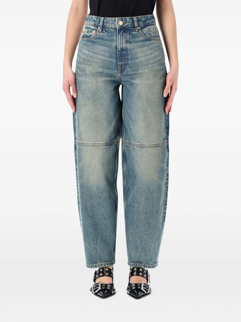 GANNI denim-effect trousers - Blu