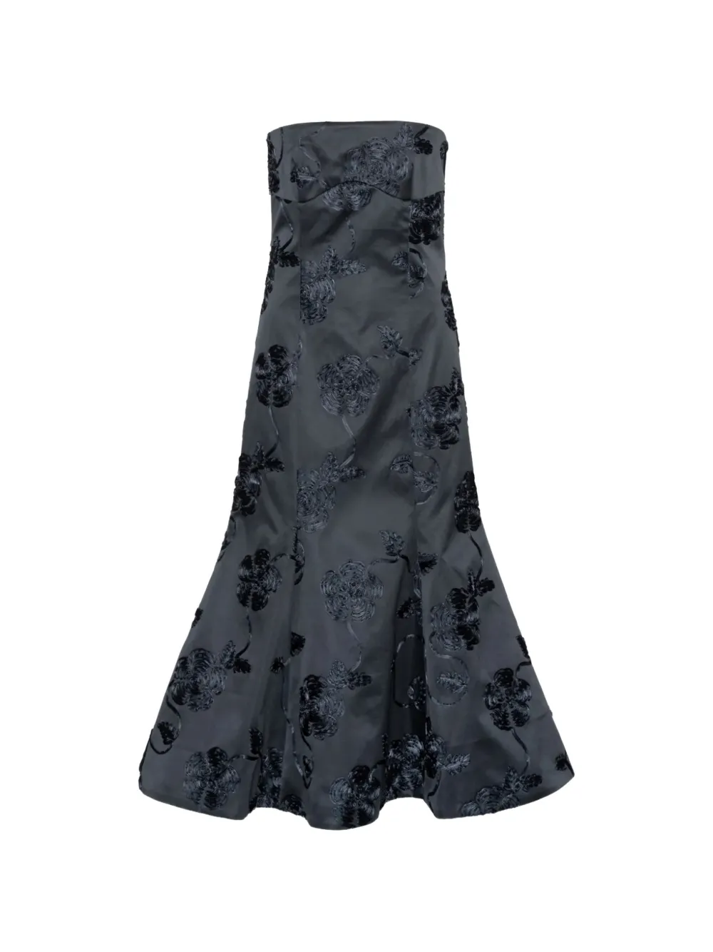 ROTATE BIRGER CHRISTENSEN 3D flower midi dress dark blue