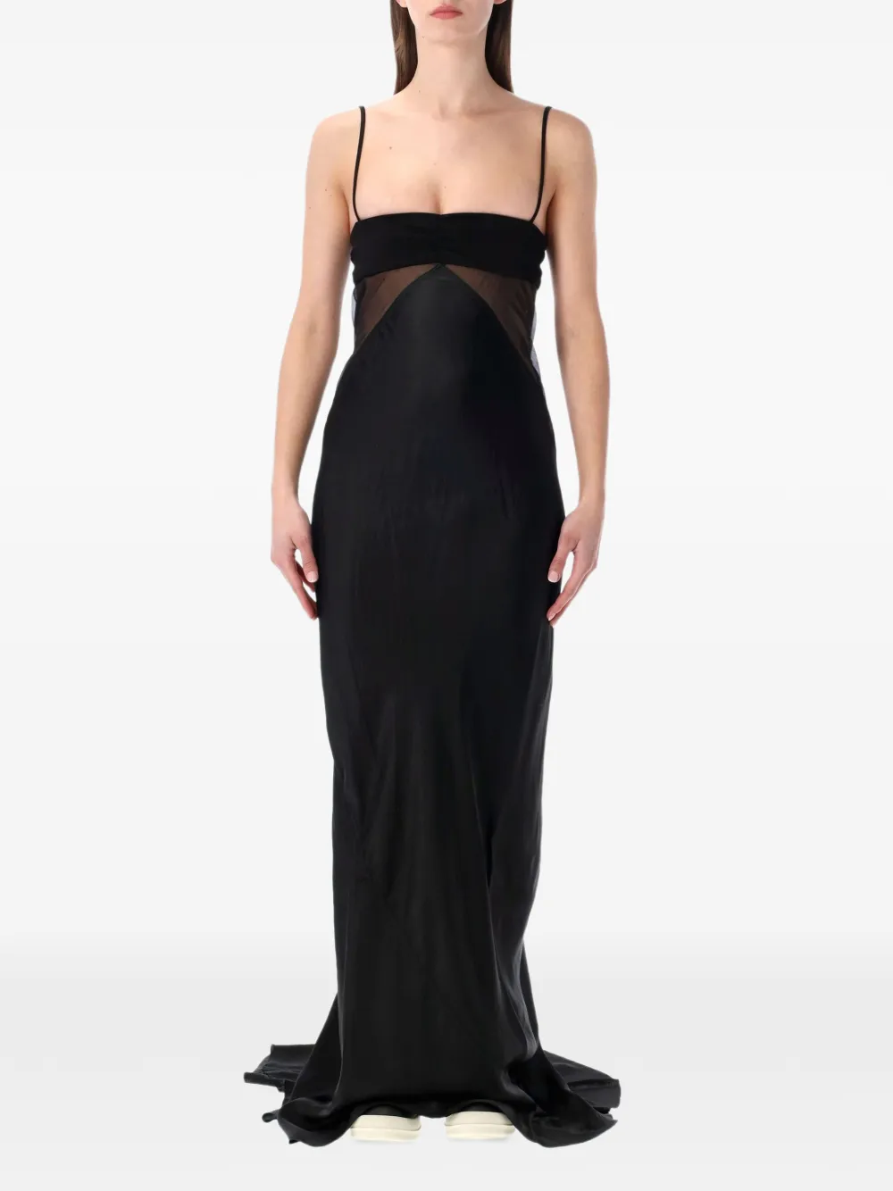 Rick Owens robe longue Combo à empiècements transparents - Noir