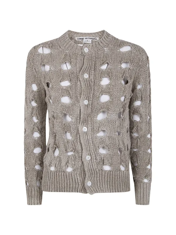 Comme des Garçons Cut-out Round-neck Cardigan in Neutrals