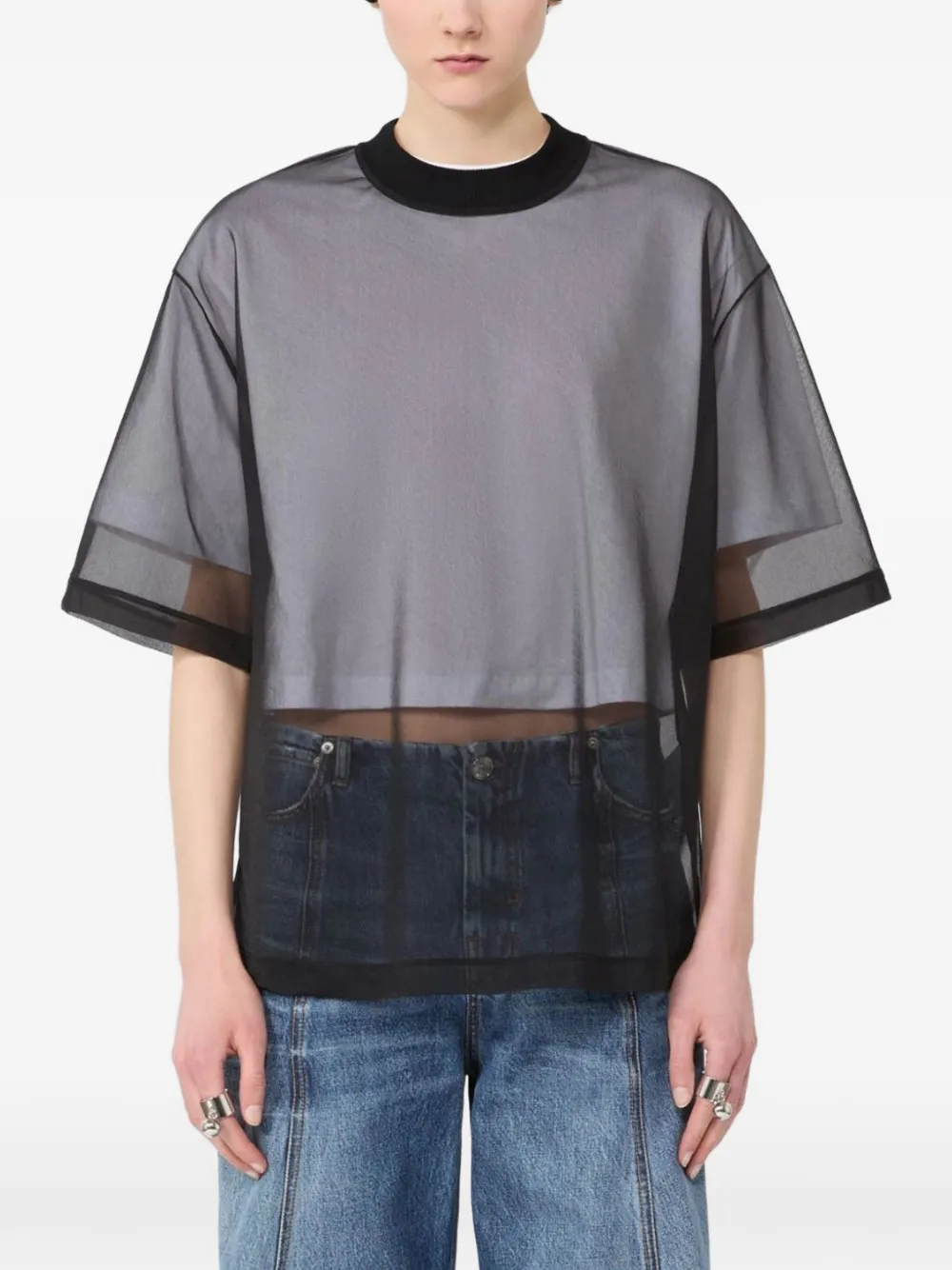 Sportmax layered sheer-panel T-shirt
