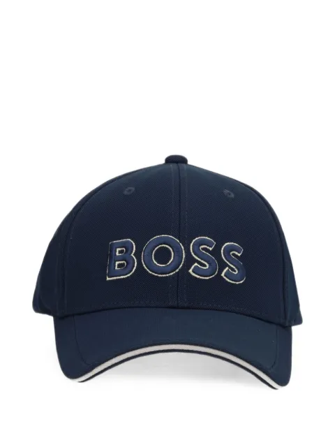 BOSS Piqué gebreide pet met geborduurd logo
