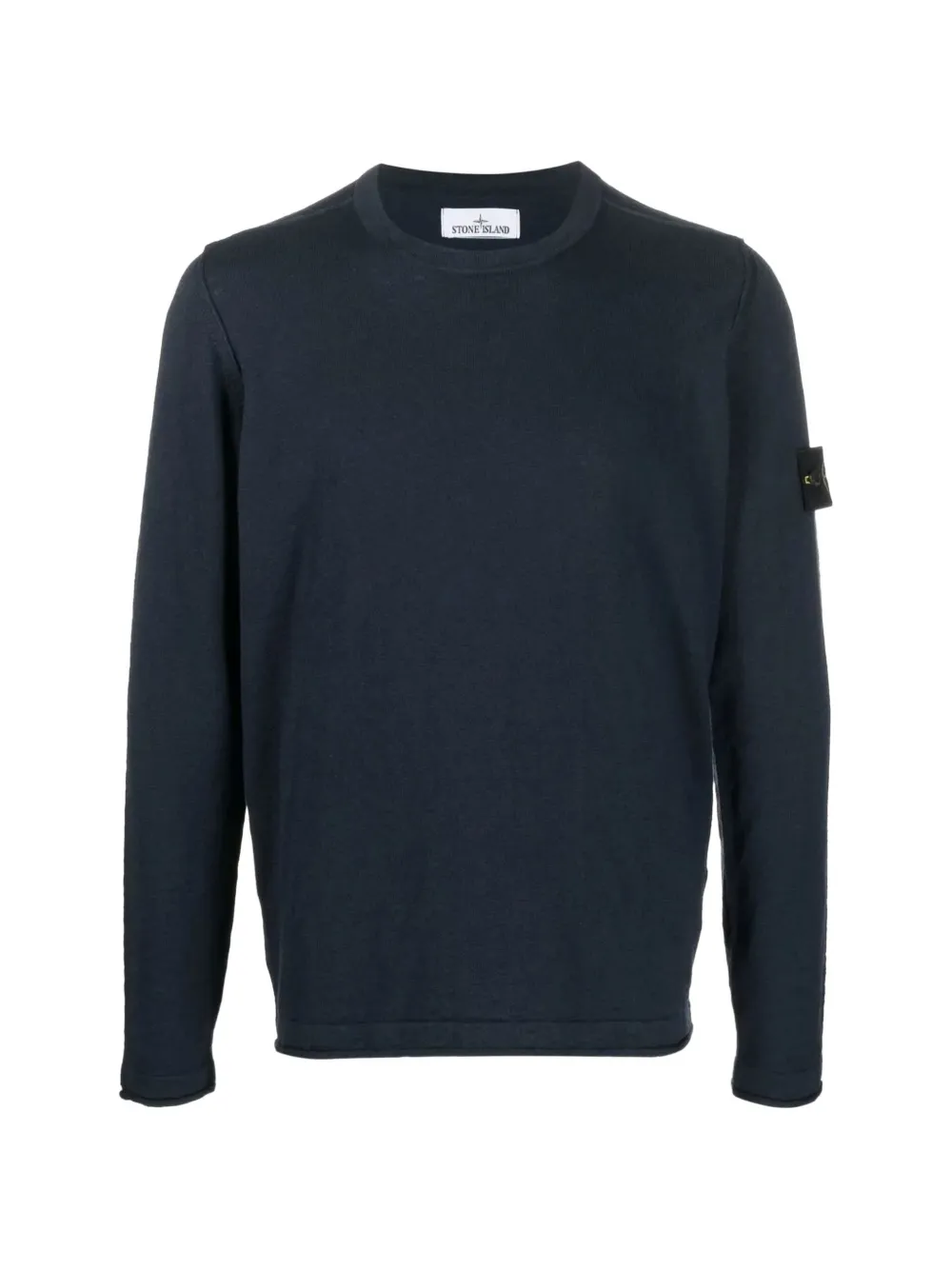 Stone Island 5100052 organic cotton and nylon crew-neck jumper with small roll finishes - Blu