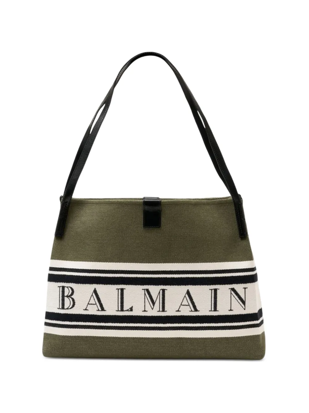 Balmain medium Release logo-print shoulder bag - Verde