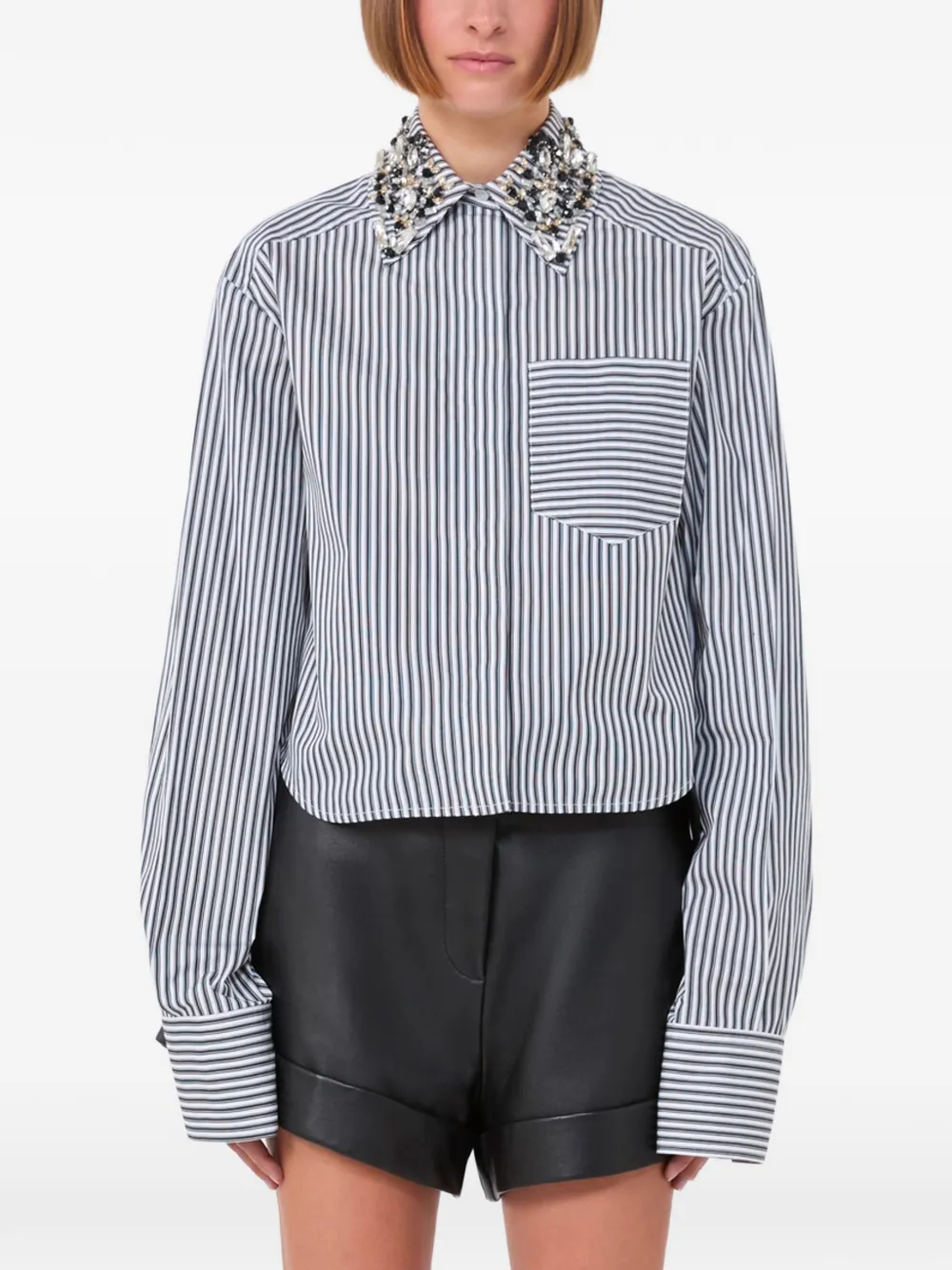 Sportmax crystal-embellished striped shirt