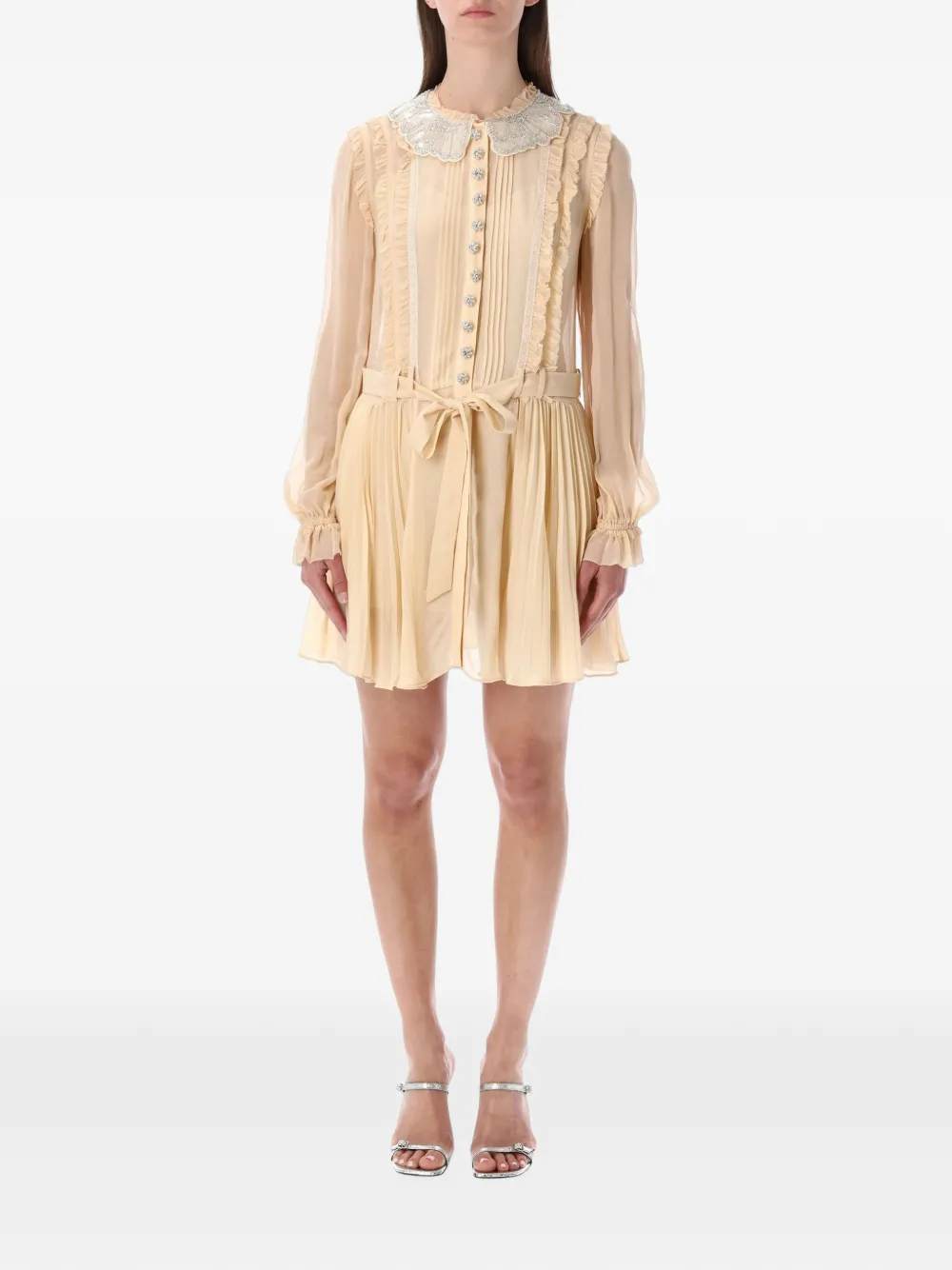Self-Portrait pleated georgette mini dress