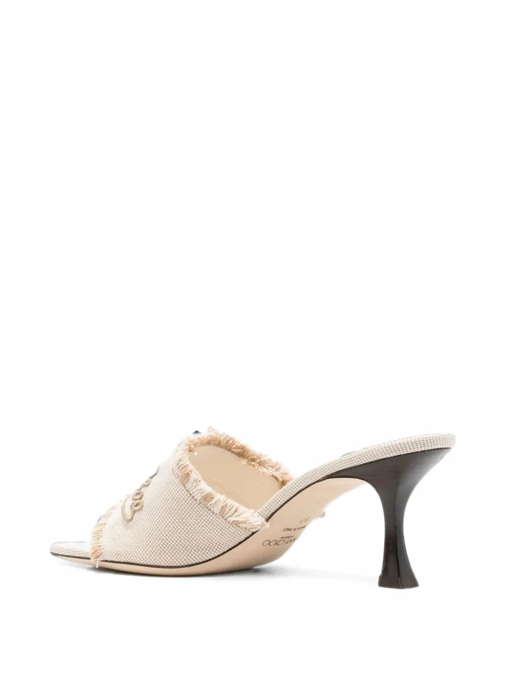 Jimmy Choo Alexia logo-embroidered frayed sandals Beige
