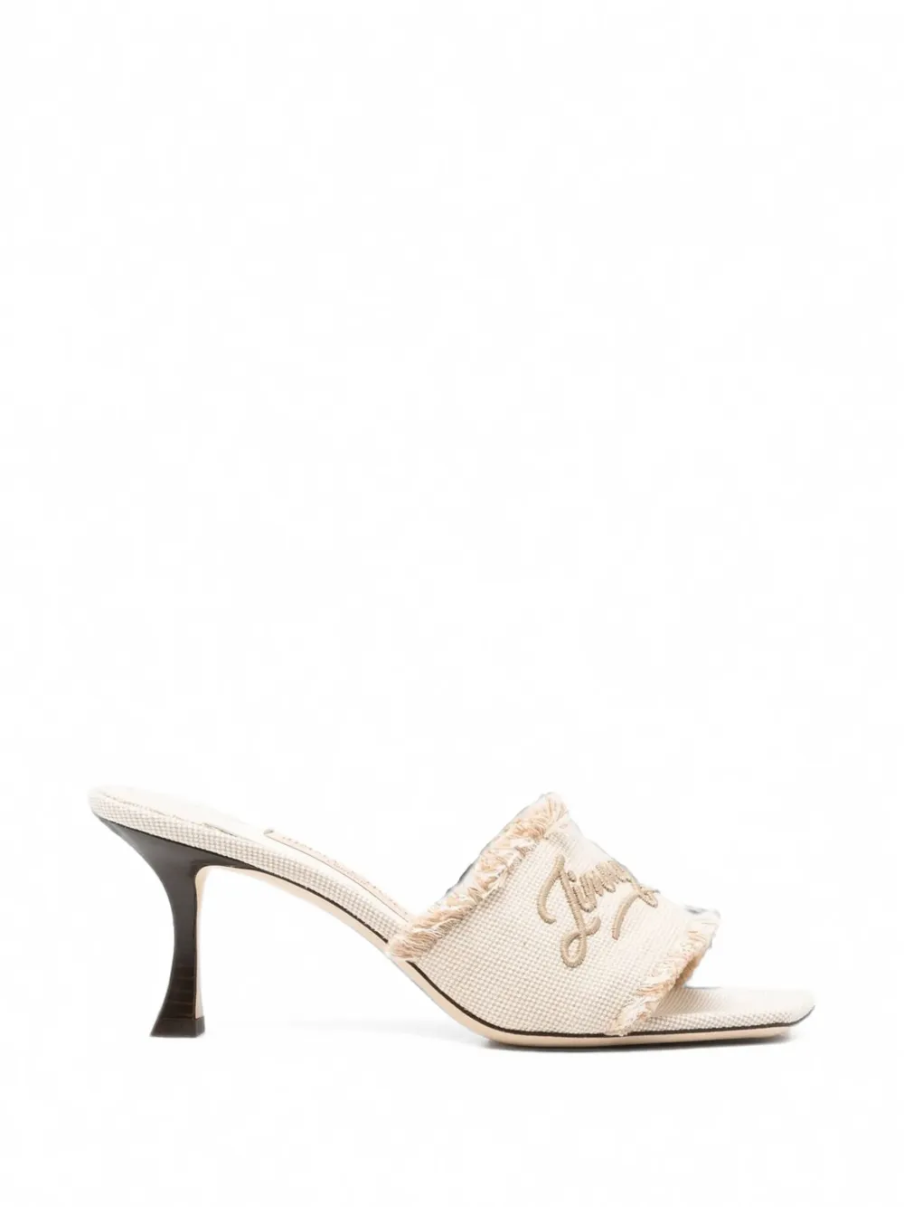 Jimmy Choo Alexia logo-embroidered frayed sandals