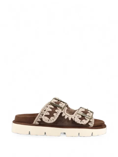 Mou crochet-trim suede sandals