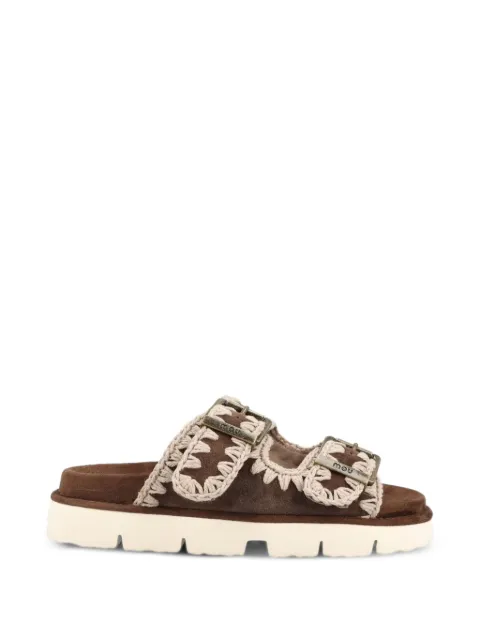 Mou crochet-trim suede sandals