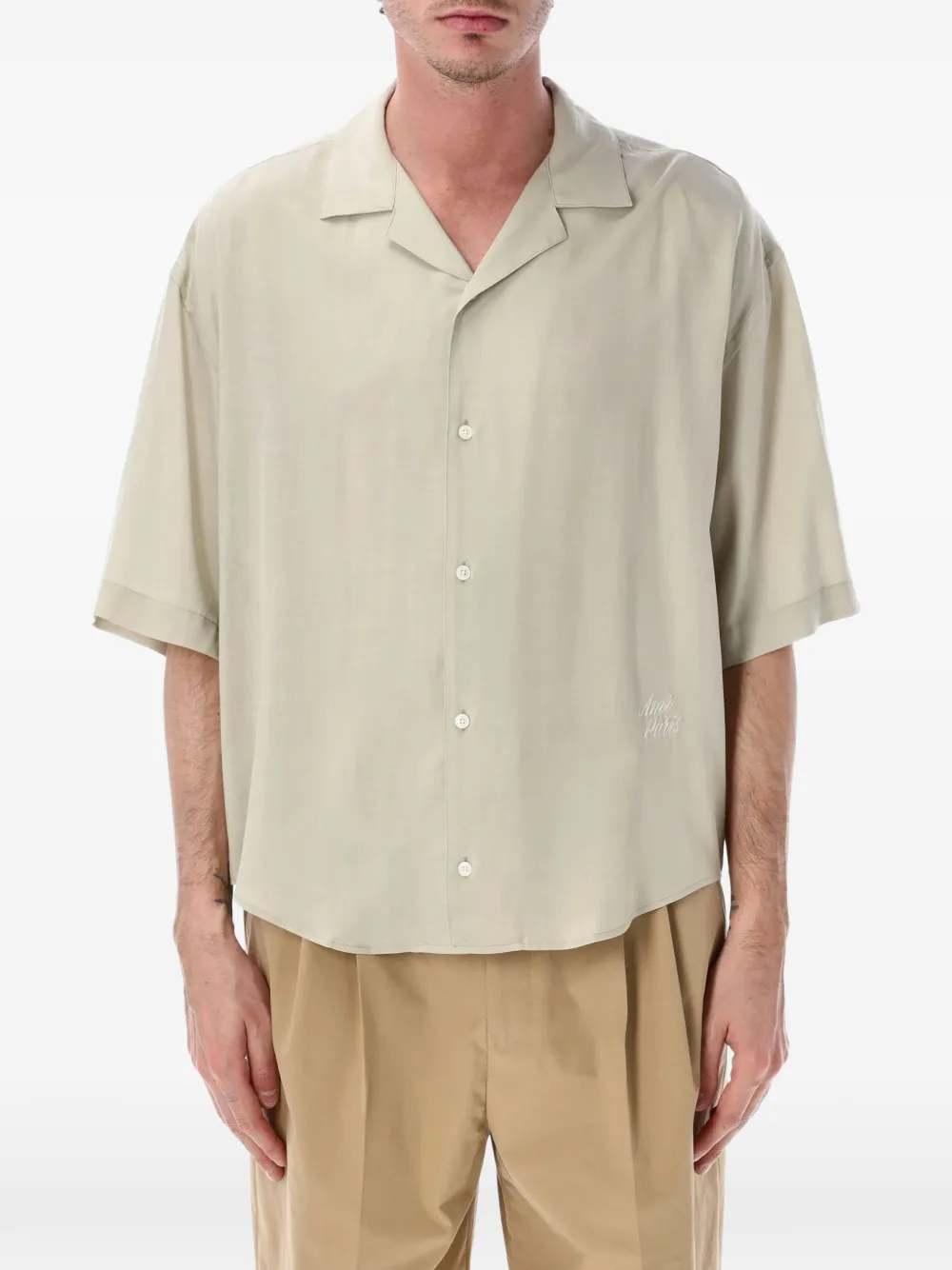 AMI Paris logo-embroidered boxy shirt