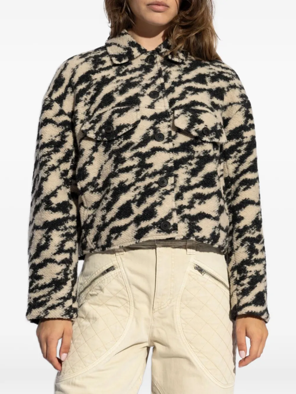 ISABEL MARANT Cropped jack met abstract patroon Beige