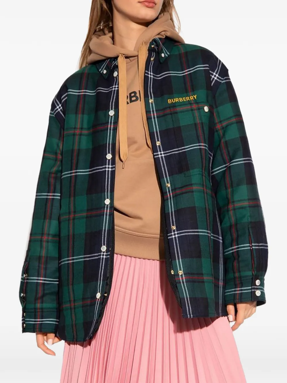 Burberry check-pattern wool shirt - Verde