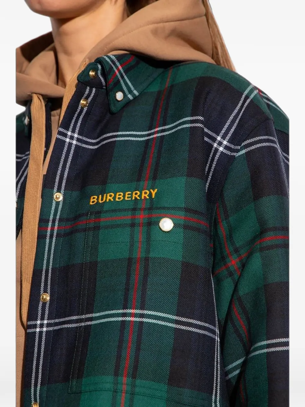 Burberry Geruit wollen overhemd Groen