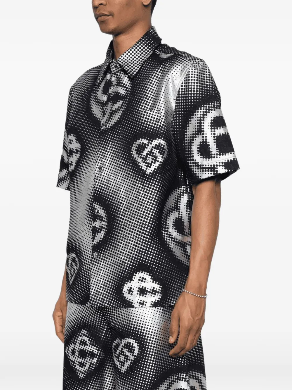 Casablanca pearlescent monogram-print shirt Zwart