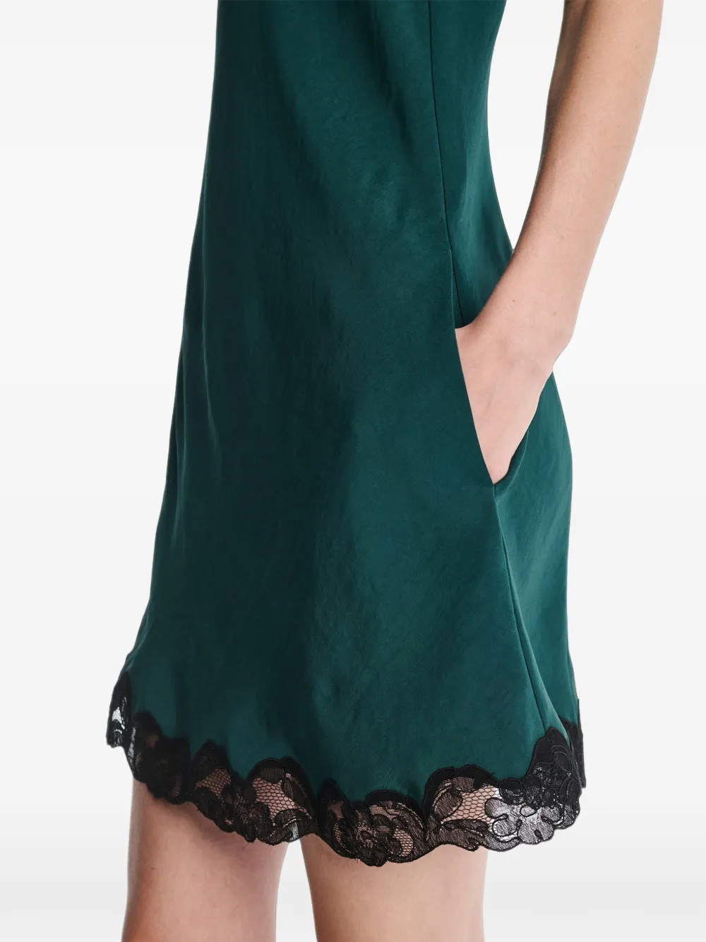 Maria McManus Lace-hem Scoop-neck Mini Dress in Green, view 4