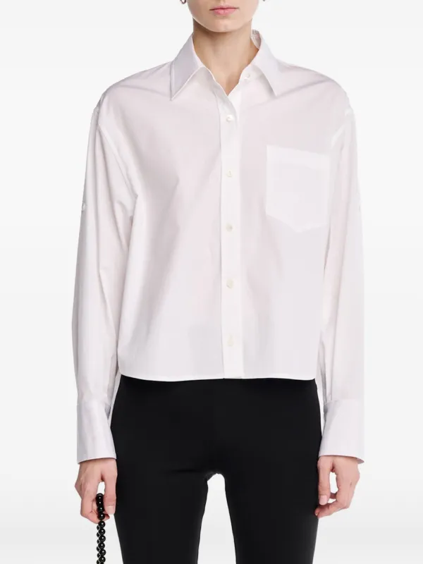 Maria McManus Button-sleeve Cropped Shirt in White