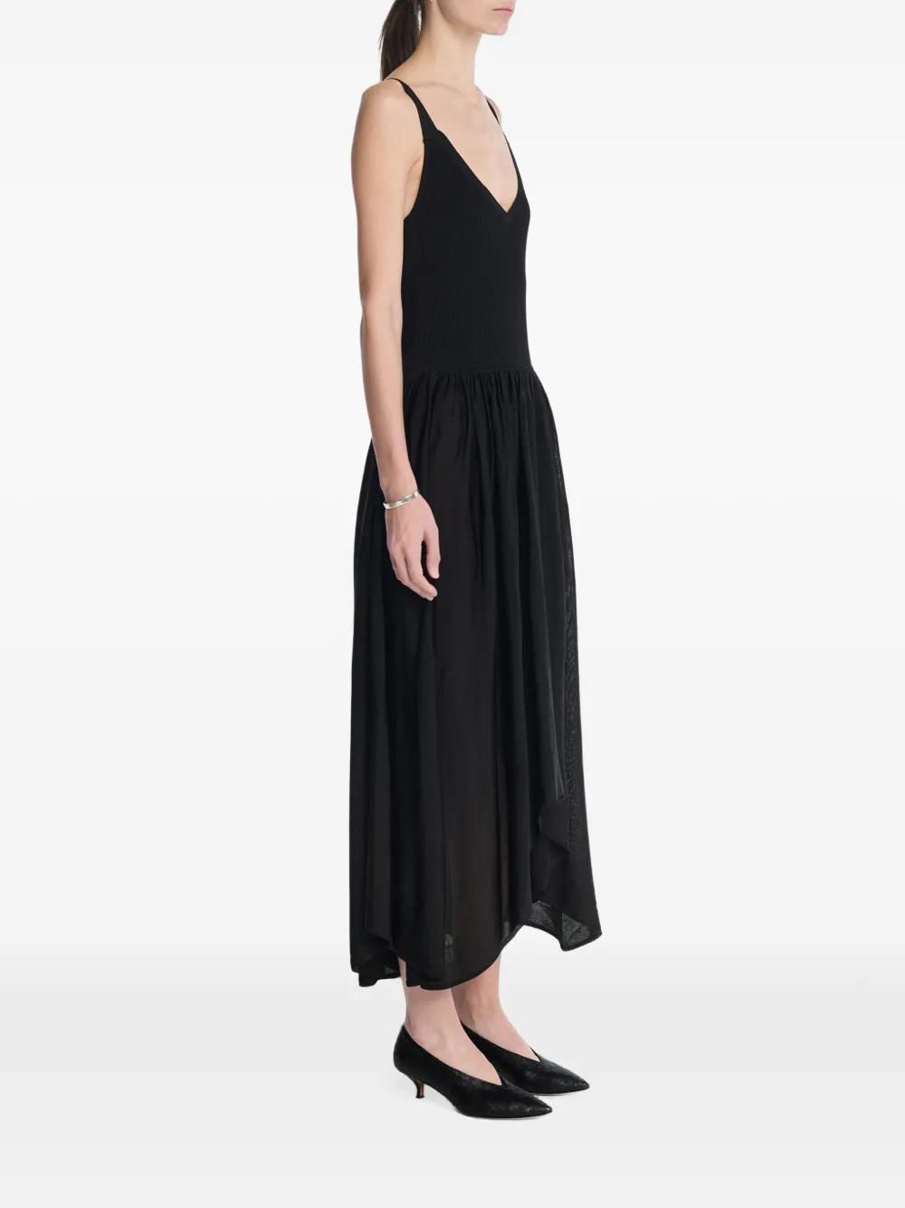 Maria McManus Wave Ribbed-knit Midi Dress in Black, view 2
