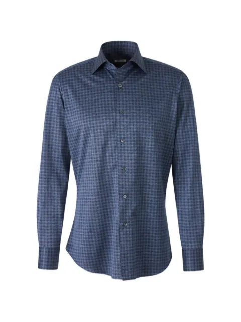 Fray check-pattern long-sleeve shirt