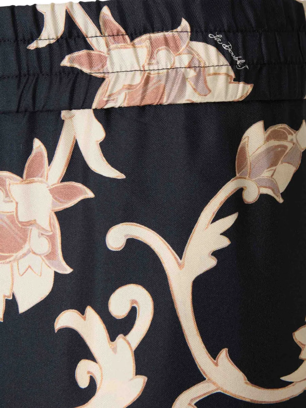 La DoubleJ Zijden twill palazzobroek met bloemenprint Zwart