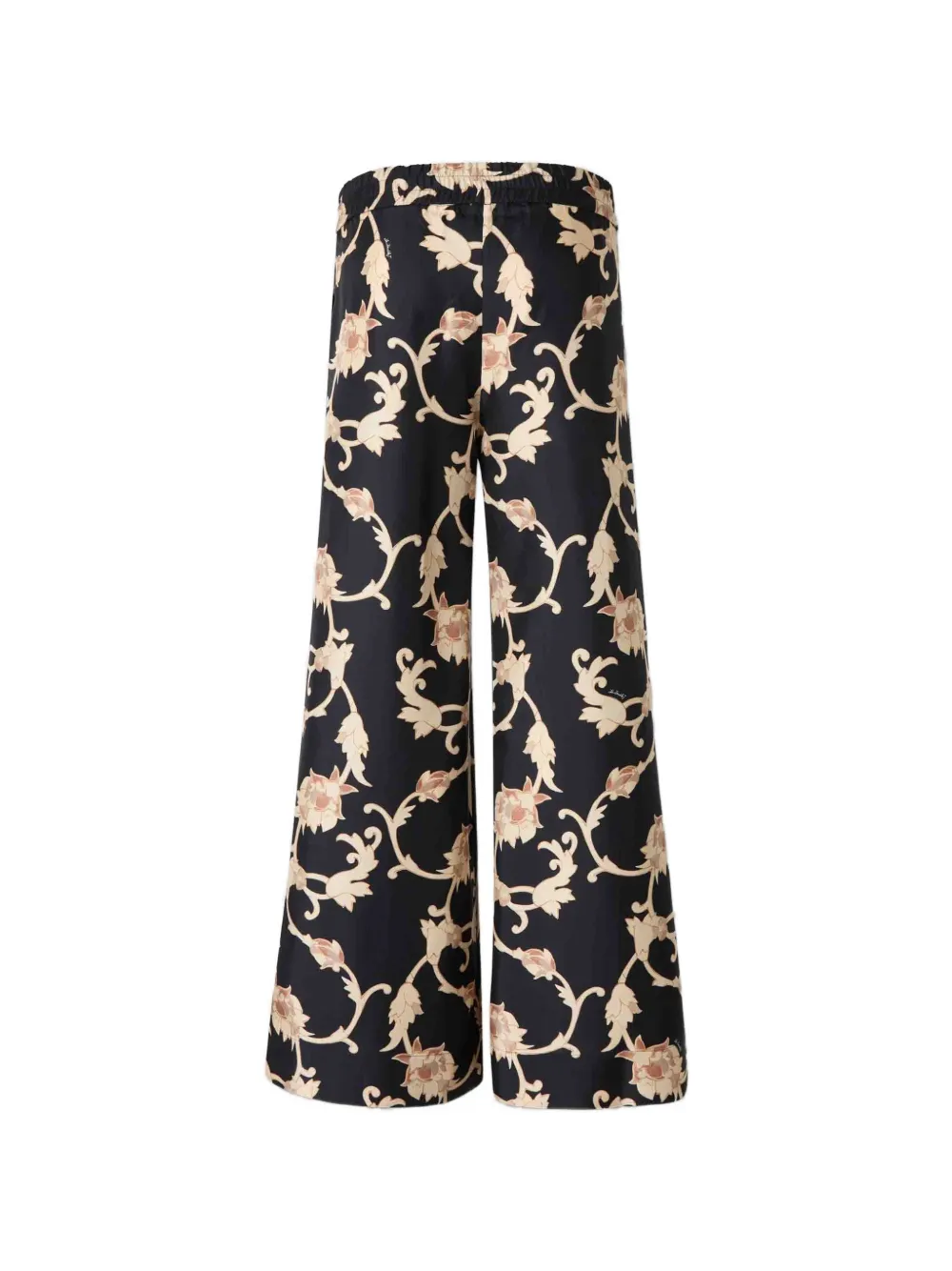 La DoubleJ Zijden twill palazzobroek met bloemenprint Zwart