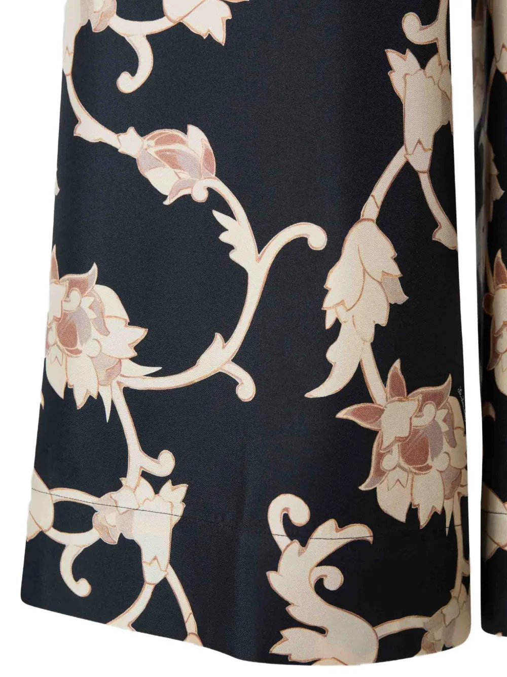 La DoubleJ Zijden twill palazzobroek met bloemenprint Zwart