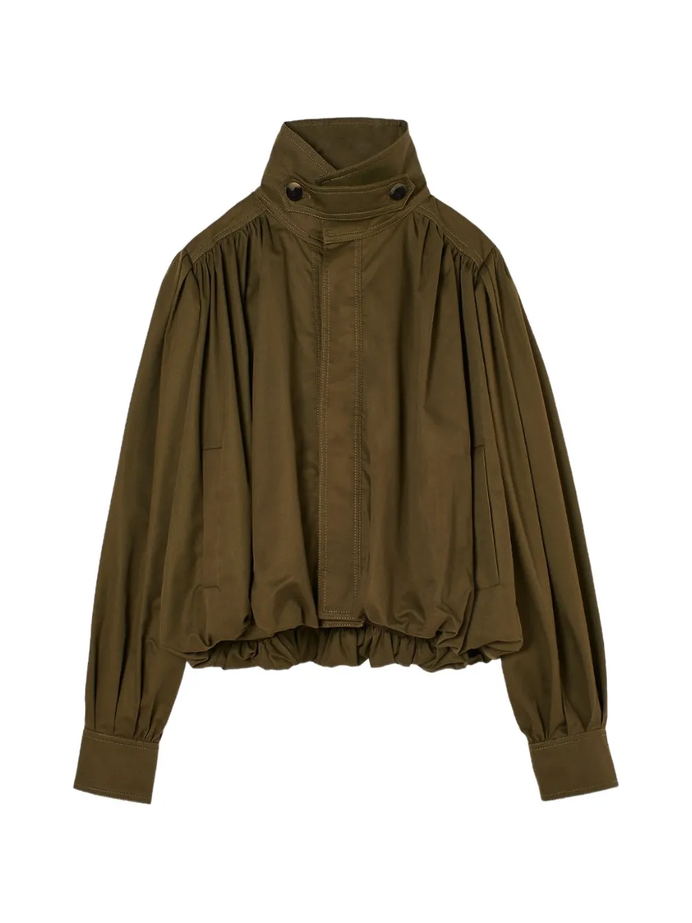 Psophia Balloon-sleeve Bomber Jacket In Green