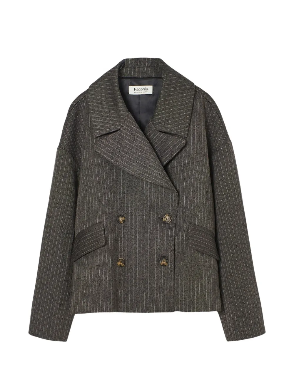 Psophia Pinstriped Double-breasted Jacket In Gray